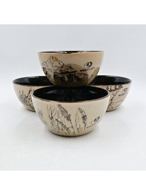 Mossy Oak Wildlife Mountain Wetlands Soup Cereal Bowls Set of 4  Stoneware
